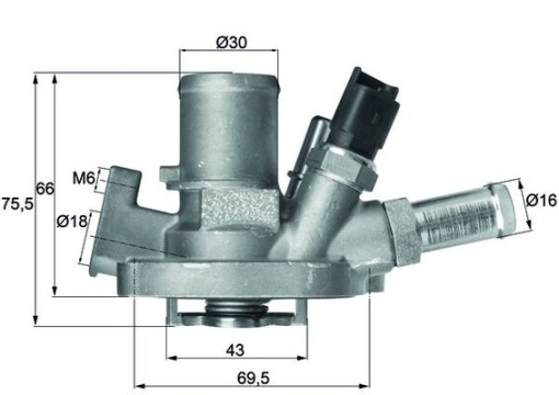Termostat lichid racire (80°C, in carcasa) potrivit ABARTH 500 / 595 / 695, 500C / 595C / 695C, GRANDE PUNTO, PUNTO, PUNTO EVO; ALFA ROMEO GIULIETTA, GIULIETTA/HATCHBACK, MITO 1.2-2.0D 09.07-