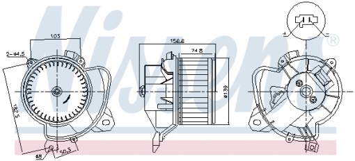 Ventilator habitaclu potrivit CITROEN NEMO/MINIVAN; FIAT DOBLO, DOBLO CARGO, FIORINO, FIORINO/MINIVAN, GRANDE PUNTO, LINEA, PUNTO, PUNTO EVO, PUNTO EVO/HATCHBACK, PUNTO/HATCHBACK, QUBO, TIPO 0.9-2.0D 06.05-