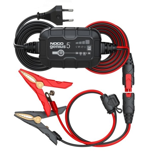 Aparat incarcat baterii auto GENIUS5EU, voltaj incarcare: 6/12 V NOCO, curent incarcare: 5A, alimentare: 120/240V, tip baterie: AGM/EFB/GEL/Li-Ion/MF/WET