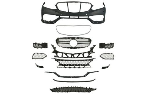 Bara Fata, cu dunga rosie, AMG STYLING, cu grilaj; cu grilaje; cu intarire; cu paranteze montaj, cu gauri senzorii parcare, grunduit potrivit MERCEDES E T-MODEL S212 02.13