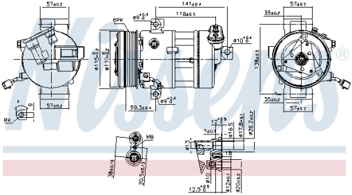 Compresor climatizare potrivit FIAT 500L, BRAVO II, TIPO; LANCIA DELTA III 09.07-