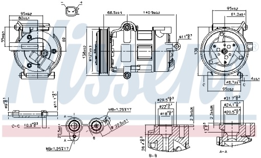 Compresor climatizare potrivit FORD TRANSIT, TRANSIT TOURNEO 2.2D/2.4D 04.06-08.14