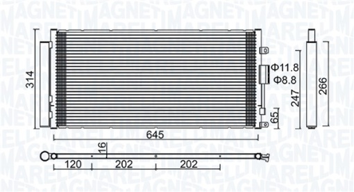 Condensator climatizare (cu uscator) potrivit ABARTH 500 / 595 / 695, 500C / 595C / 695C 1.4 05.08-