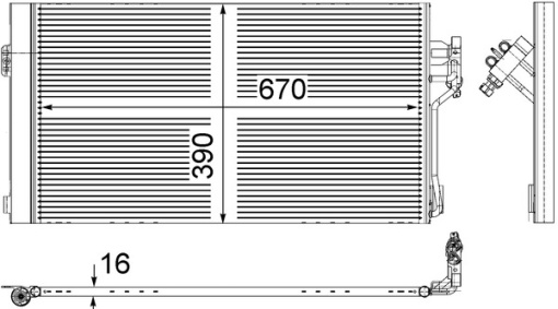 Condensator climatizare (cu uscator) potrivit MERCEDES VIANO (W639), VITO / MIXTO (W639), VITO (W639) 2.0D-3.7 09.03-