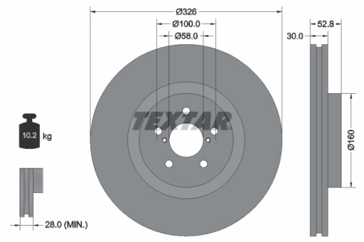 Disc frana Fata Dreapta/Stanga (fara pivot fixare roata) potrivit SUBARU BRZ, FORESTER, IMPREZA; TOYOTA GT 86 2.0/2.5 12.00-