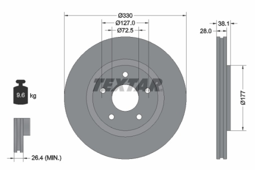 Disc frana Fata Dreapta/Stanga potrivit CHRYSLER GRAND VOYAGER V, PACIFICA, TOWN & COUNTRY, VOYAGER V; DODGE GRAND, JOURNEY; FIAT FREEMONT; LANCIA VOYAGER; VW ROUTAN 2.0D-4.0 06.07-
