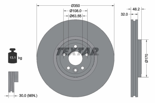 Disc frana Fata Dreapta/Stanga potrivit JAGUAR F-PACE, I-PACE; LAND ROVER RANGE ROVER VELAR 2.0-Electric 09.15-