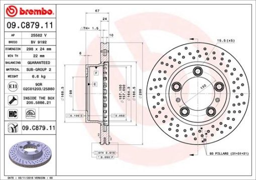 Disc frana Fata Dreapta/Stanga potrivit PORSCHE BOXSTER, CAYMAN 2.7 11.04-12.09