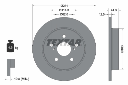 Disc frana Spate Dreapta/Stanga (fara pivot fixare roata) potrivit LEXUS ES, NX, UX; TOYOTA CAMRY, C-HR, COROLLA CROSS, PRIUS, RAV 4 V, YARIS CROSS 1.2-3.5 07.14-