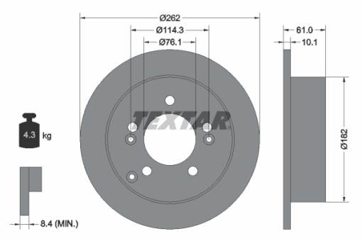 Disc frana Spate Dreapta/Stanga potrivit HYUNDAI SONATA V, TUCSON, TUCSON/SUV, XG; KIA MAGENTIS II, SPORTAGE II, SPORTAGE III; SUBARU IMPREZA 2.0-3.5 12.98-12.15