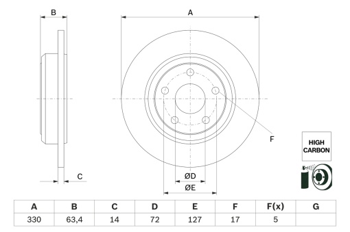 Disc frana Spate Dreapta/Stanga potrivit JEEP GRAND CHEROKEE, GRAND CHEROKEE III, GRAND CHEROKEE IV 3.0D-6.4 01.09-