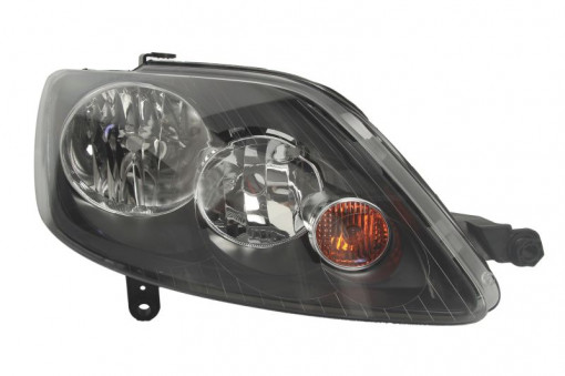 Far Dreapta (H7/H7, electric, cu motor, culoare insertie: gri, culoare semnalizator: galben) potrivit VW GOLF PLUS V