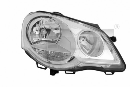 Far stanga (H1/H7, reglaj electric, cu motoras, fundal cromat) VW POLO 2005-2009