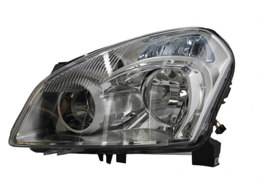 Far stanga (H7, reglaj electric, fundal negru/insertii crom) NISSAN QASHQAI I