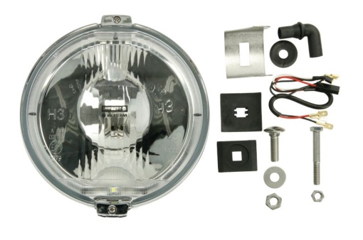 Farul universal Dreapta/Stanga (raza lunga, H3/LED, 12V, diametru 183mm, alb, plastic, crom, Lampi de pozitie, lungime cablu: 150mm) - Img 1