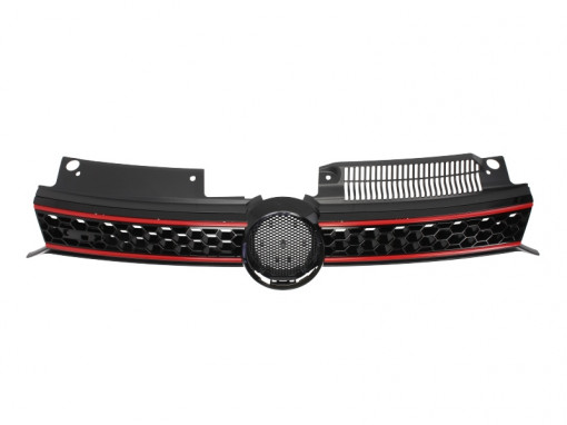 Grila radiator (GTI, negru/rosu) potrivit VW GOLF VI 1.2-Electric 10.08-05.16 -11.12