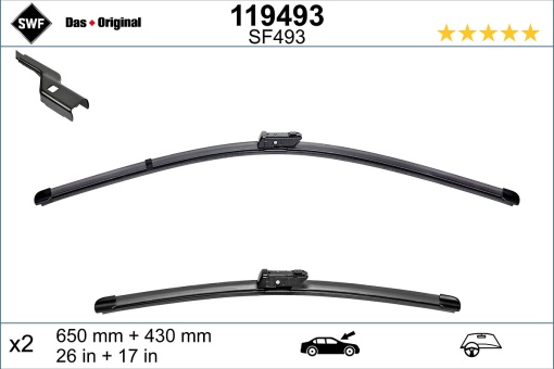 Lamela stergator (2 buc.) Visioflex 650/430mm potrivit DS DS 9; VOLVO EX30; BMW 2 (U06); CUPRA FORMENTOR; PEUGEOT 508 II 09.18-