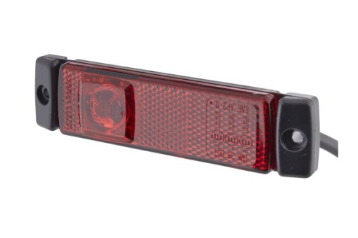 Lumina delimitare stanga/dreapta, rosu, LED, inaltime 13mm; latime 130mm; adancime 32mm, surub/fixare orizontala/fixare verticala, lungime cablu 500mm, 24V (IP6K9K)