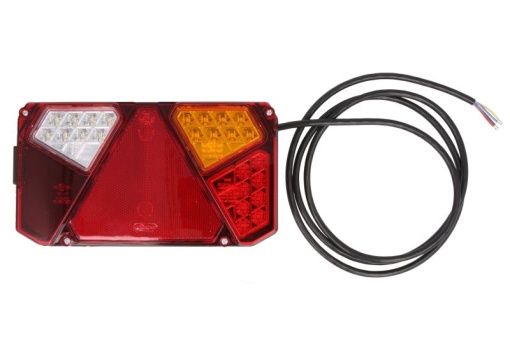 Stop spate dreapta (LED, 12/24V, cu intermitent, lumina de marșarier, cu lumina stop, lumini parcare, cu lumina placuta inmatriculare, reflector triunghiular, lungimea cablu : 0,2m)