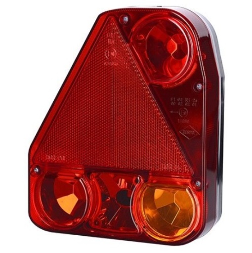Stop spate stanga (12/24V, cu intermitent, cu lumina de ceata, cu lumina stop, lumini parcare, reflector triunghiular; fara bec)