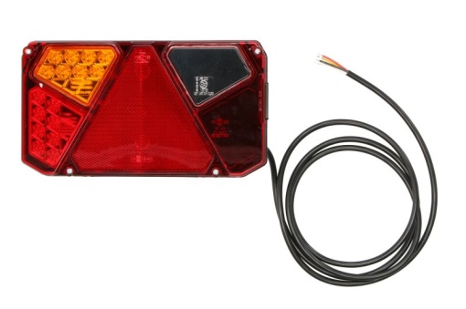 Stop spate stanga (LED, 12/24V, cu intermitent, cu stop, lumina de parcare, cu iluminare placuta, reflector triunghiular)