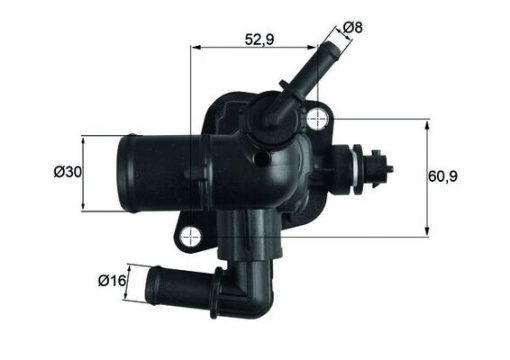 Termostat lichid racire (88°C, in carcasa) potrivit ALFA ROMEO MITO; CITROEN NEMO, NEMO/MINIVAN; FIAT 500, 500 C, 500L, 500X, DOBLO, DOBLO CARGO, FIORINO, FIORINO/MINIVAN, PANDA 0.9-1.6D 11.07-