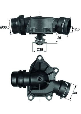 Termostat lichid racire (88°C, in carcasa) potrivit BMW 5 (E39), 7 (E38) 3.0D 08.98-05.04