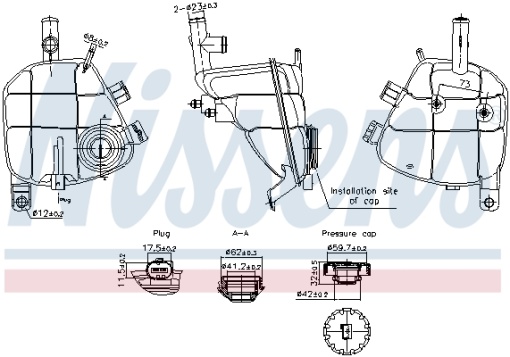 Vas expansiune racire (cu priza, cu senzor nivel) potrivit MERCEDES GL (X164), M (W164), SLS AMG (C197), SLS AMG (R197) 02.05-