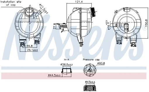 Vas expansiune racire (cu priza) potrivit DS DS 3; CITROEN C2, C2 ENTERPRISE, C3 / C3 ORIGIN III, C3 AIRCROSS II, C3 I, C3 II, C3 III, C3 PICASSO, C3 PLURIEL, C4 CACTUS, C-ELYSEE, DS3 09.91-