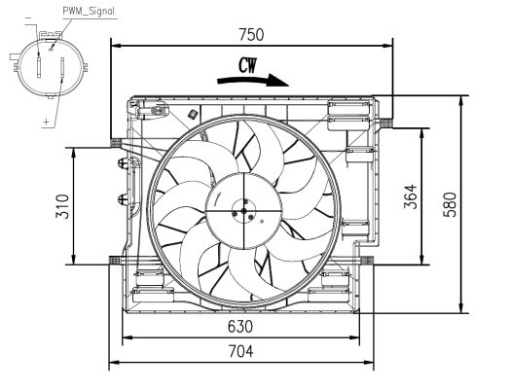 Ventilator radiator (cu carcasa) potrivit VOLVO XC90 II 2.0/2.0H 09.14-12.22
