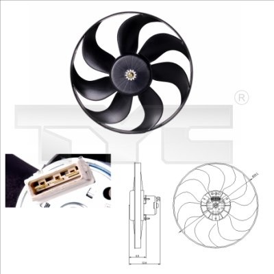 Ventilator radiator potrivit AUDI A3; FORD GALAXY I; SEAT ALHAMBRA, AROSA, LEON, TOLEDO II; SKODA OCTAVIA I; VW LUPO I, POLO, POLO III, POLO/HATCHBACK, SHARAN 1.0-2.0 10.94-12.10