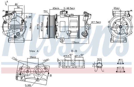 Compresor climatizare potrivit FIAT TALENTO; NISSAN INTERSTAR, NV300, NV400, PRIMASTAR, X-TRAIL, X-TRAIL II; OPEL MOVANO B, VIVARO B; RENAULT LATITUDE, MASTER III, TRAFIC III 1.6D/2.0D/2.3D 09.06- - Img 1
