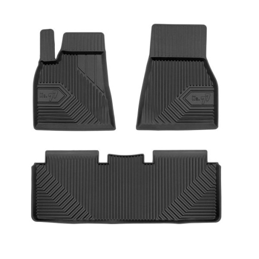 Covoras podea cauciuc FROGUM TPE, 3 buc No. 77, fata/spate, set, culoare negru, potrivit TESLA MODEL S 09.12-