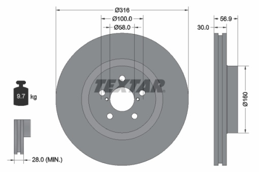 Disc frana Fata Dreapta/Stanga (fara pivot fixare roata) potrivit SUBARU FORESTER, LEGACY IV, LEGACY V, OUTBACK 2.0-3.6 09.03-