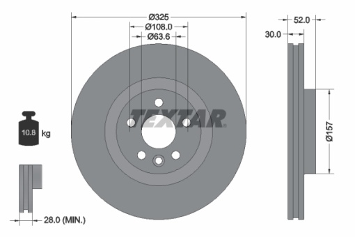 Disc frana Fata Dreapta/Stanga potrivit JAGUAR E-PACE; LAND ROVER DISCOVERY SPORT, RANGE ROVER EVOQUE 1.5H-2.2D 06.11-