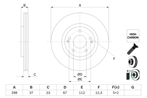 Disc frana Fata Dreapta/Stanga potrivit SSANGYONG TIVOLI, TIVOLI GRAND, XLV 1.2-1.6LPG 03.15-