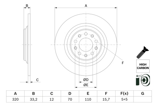 Disc frana Spate Dreapta/Stanga potrivit JEEP CHEROKEE 2.0D-3.2 11.13-