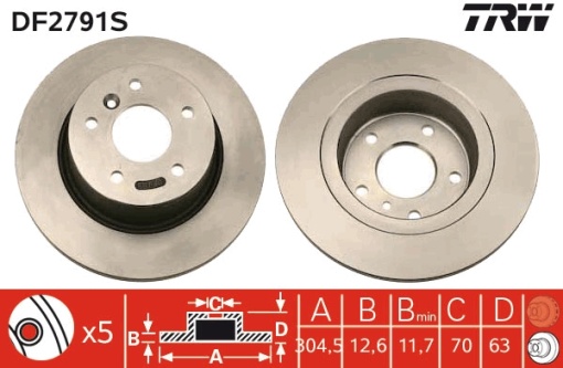 Disc frana Spate Dreapta/Stanga potrivit LAND ROVER DISCOVERY II, RANGE ROVER II, RANGE ROVER III 2.5D-4.6 07.94-08.12