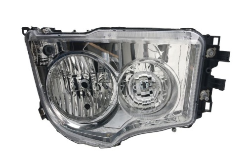 Far dreapta (H1/H7/PY21W/W5W, manual, culoare insert: crom platinat, culoare semnalizator: transparent) potrivit MERCEDES ANTOS, AROCS 07.12-