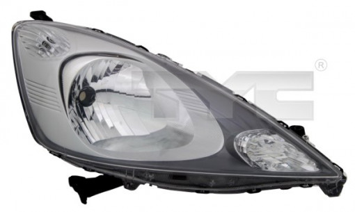 Far dreapta (H4, electric, cu motoras, fundal negru/insertii crom) HONDA JAZZ 2008-2011