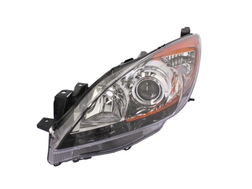 Far fata Stanga (H11/HB3, electric, fara motoras, culoare insert: cromat, culoare semnalizator: galben) potrivit MAZDA 3