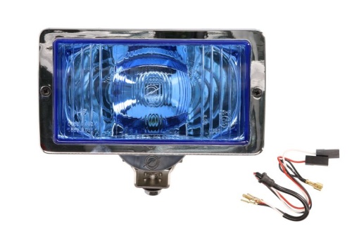 Far universal stanga/dreapta (faza lunga, H3/T4W, 12/24V, latime 241mm, inaltime 135mm, albastru, metal, crom, lumini pozitie, lungime cablu: 150mm)