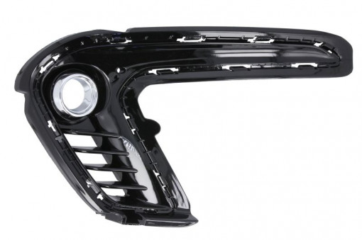 Grila bara fata stanga cu locas lampa ceata, plastic, negru/crom potrivit HYUNDAI ELANTRA VI 01.17-01.19