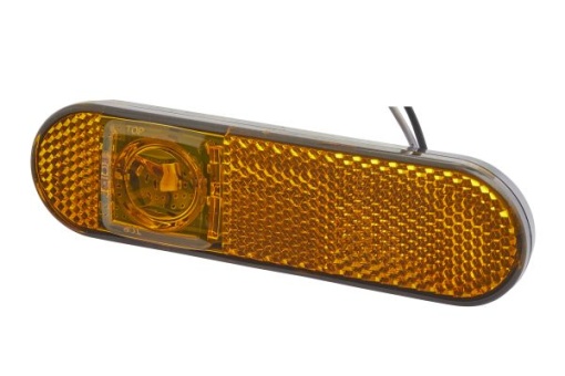 Lumina delimitare stanga/dreapta, galben, LED, inaltime 32mm; latime 114mm; adancime 32mm, surub/fixare orizontala, lungime cablu 100mm, fara prindere, 24V (IPX9K) - Img 1