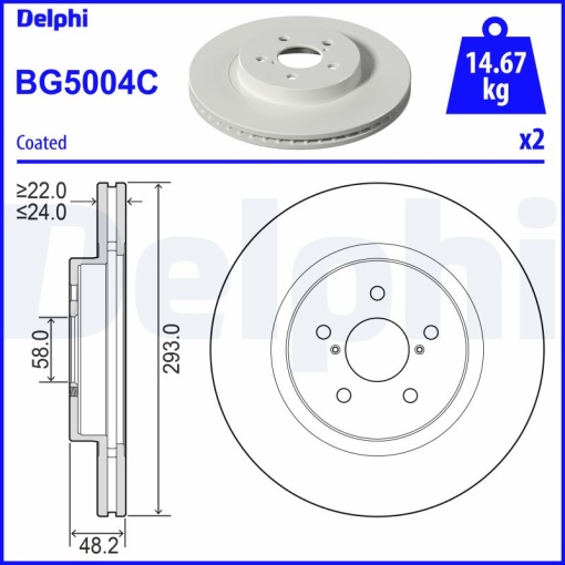 Set discuri frana (2 buc.) Fata Dreapta/Stanga potrivit SUBARU IMPREZA, XV 1.6/2.0/2.0H 10.16-
