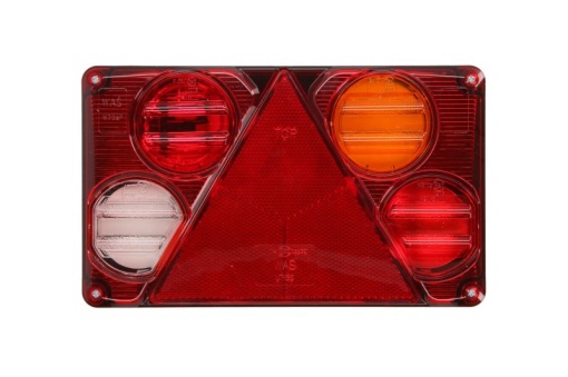 Stop spate dreapta (12/24V, cu intermitent, cu lumina de ceata, lumina de marșarier, cu lumina stop, lumini parcare, reflector triunghiular)
