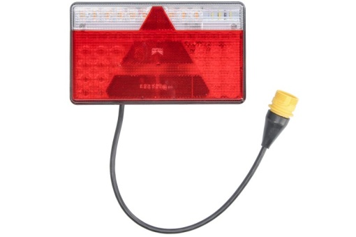 Stop spate stanga MULTI LED (LED, 24V, cu intermitent, cu lumina de ceata, lumina de marșarier, cu lumina stop, lumini parcare, reflector triunghiular, lungimea cablu : 0,5m, conector: ASS2 7PIN, plat)