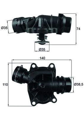 Termostat lichid racire (88°C, in carcasa) potrivit BMW 3 (E46), 5 (E39), 7 (E38), X5 (E53); LAND ROVER RANGE ROVER III; OPEL OMEGA B 2.5D/3.0D 08.98-08.12