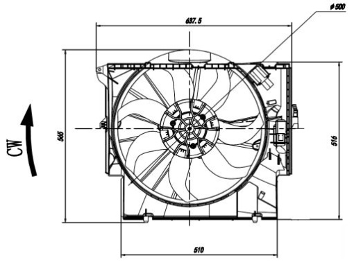 Ventilator radiator (cu carcasa) potrivit BMW 1 (E82), 1 (E88), 3 (E90), 3 (E91), 3 (E92), 3 (E93), X1 (E84), Z4 (E89) 1.6-3.0D 03.06-08.16