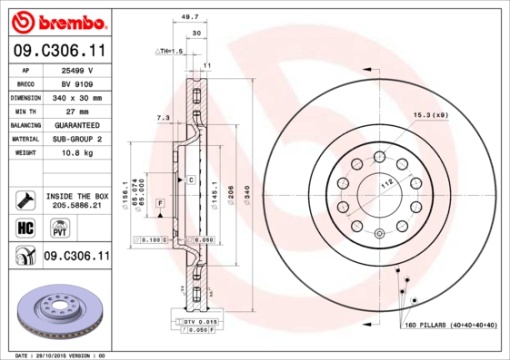 Disc frana Fata Dreapta/Stanga potrivit AUDI A3, Q2, Q3, TT; CHRYSLER VOYAGER III; CUPRA ATECA, FORMENTOR, LEON, LEON SPORTSTOURER; SEAT LEON, LEON SC, LEON ST 1.0-3.6 01.95-